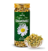 Blue Tea Caffeine Free Chamomile Flower Herbal Tea - 30gm Reusable Pet Jar, 1.05 Ounce, 30+ Cups | Flower Based Caffeine Free, Non-Bitter, Non GMO - Improves Sleep & Relaxation