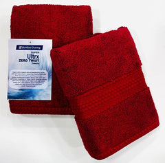 Bombay Dyeing Ultrx Zero Twist Plain Cotton Hand Towel 400 Gsm (Mahroon)- 2 Piece