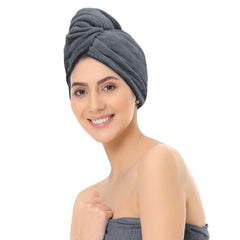 Sassoon Venir Microfiber Hair Wrap Towel 450 Gsm | For Women With Smooth Texture Super Absorbent Quick Dry Hair Turban (Stormdust)