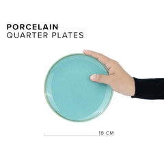 Quarter Plates Set Of 6, Pink & Blue Sprinkle Series | Ceramic Snack Plates - Snacks Plates Set | 3 Pink Plates + 3 Blue Plates - Small Plates With Glossy Finish | Microwave Safe & Chip Resistant