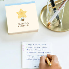 Notepad For Daily Notes & Ideas, Stylish "Greatful & Joyful" Memo Pad, 200 Blank Pages