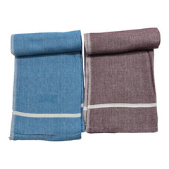 Ambika Stores & Readymades Large Size Kerala Traditional Cotton Bath Towel/Thorthu 700 Gsm | Light Weight Kerala Thorth & Stitched Towels (Brown & Blue) - 2 Pcs