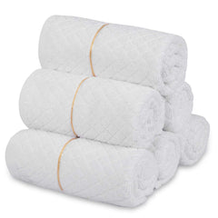 Divine Overseas Cotton Terry Hand Towels 1200 Gsm | Soft & High Absorbent (White) - Pack Of 6