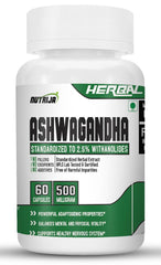 Nutrija Ashwagandha 500mg, Balances Mental & Physical Vitality, Supports Healthy Nervous System | 60 Capsules 100gm 0.2lbs