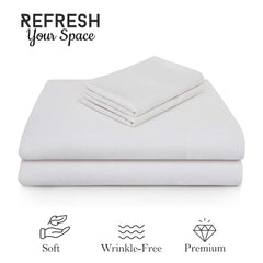 Solid Plain Single Size Bedsheet Set With 1 Pillow Covers | Size - 60 X 90 Inches, White | Ideal For All Seasons Due To Its Breathable Nature