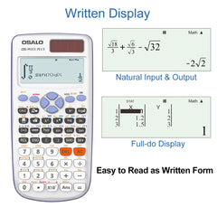 Osalo Scientific Calculator Written Display Solar Powered Ultra - Light Engineering Calculator For School University OS-991ES Plus