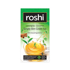 Roshi Moroccan Mint & Tulsi Detox Green Tea + Lemongrass Cinnamon Simply Slim Green Tea Combo - Pack Of 2 X 25 Tea Bags | 100% Natural Ingredients - Enhances Metabolism & Fitness