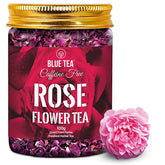 Blue Tea Caffeine Free Rose Flower Herbal Tea - 100gm Pet Jar, 3.5 Ounce, 100 Cups | Non-GMO, Flower Based Super Antioxidant Tea - Vitamin-C Rich For Beautiful Hair & Skin