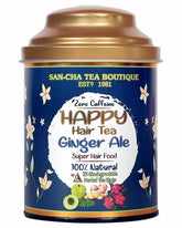 San-Cha Happy Hair Ginger Ale Herbal Tea - 25 Biodegradable Herbal Tea Bags | Super Hair Food, Hibiscus Leaves For Hair Growth - Zero Caffeine