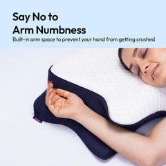 Cervical Butterfly Pillow, Orthopedic Memory Foam Pillow, Blue & White | For Neck & Shoulder Pain Relief | Ergonomic Contours, Pillow For Side Sleepers With Arm Support - Pack Of 1