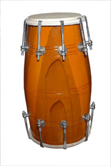 Handmade Wood Dholak Indian Musical Instrument Drum Nuts N Bolt - Brown | Perfectly Symmetric Round Dholak - Dholak For Festival, Wedding, Satsang | Very Easy To Tune