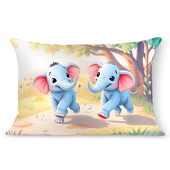 Baby Kids Pillow Cushion, Super Soft Fabric, Animal & Cartoon Prints - 12x18 Inches | For 3 Years To 8 Years, Dual Sided Design, Durable & Easy Care | Multi-Purpose, Made In India - Design 22