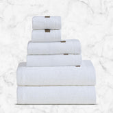 Spread Spain Bamboo Towel Bath, Hand & Face Towel 1950 Gsm | High Absorbent Super Soft | Hotel Spa Decorative Bathroom Towels | White (Set Of 6)