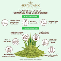 Neuwganic Organic Aloe Vera Leaf Powder, Useful For Skin & Hair Care, Reduces Fine Lines & Wrinkles | 550gm 1.2lbs