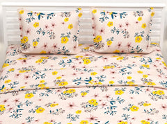 King Size Double Bedsheets With 2 King Size Pillow Covers - 108 X 108 Inches, Beige & Yellow | Luxury Soft Bedsheets, Breathable - Perfectly For Gifting Wedding Anniversary