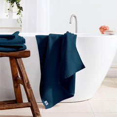 Enchant Home Pure Cotton Waffle Towel 400 Gsm | Lightweight Anti-Microbial & Water Absorbent Soft Touch Quick Drying Bath Towel | Navy Blue