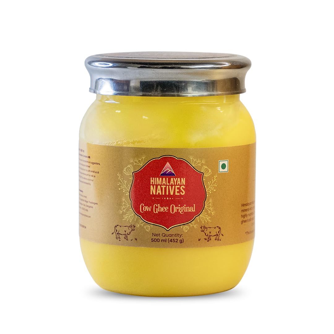 Organic Cow Ghee Original By Himalayan Natives | Highly Nutritious Helps Keep Your Boost Immunity & Energy Desi Cow Ghee | (500ml) 16.9 Ounce | Jar Pack