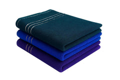 Space Fly Cotton Hand Towels 600 Gsm | Soft & Absorbent, Towels With White Triple Stripe Design (Multicolor) - Pack Of 4