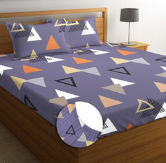 100% Microfiber Elastic Fitted Bedsheets With 2 Pillow Covers - 78x72+10 Inches, Multicolor | Double Bed With All Around Elastic 180 Thread Count Super Soft