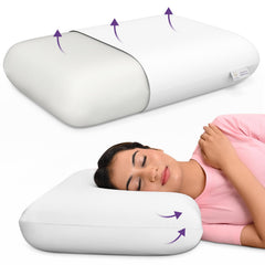 Memory Foam Pillow, Orthopedic Pillow For Side Sleeping, Thick Size - 5.5 Inch | White Pillow, Without Cover, Portable, Lightweight, Adjustable, Compressible, Breathable - Pack Of 1