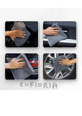 Eufloria Microfiber Cloth 400 Gsm | Thick Lint & Streak-Free Multipurpose Cloths Automotive Microfibre For Car Cleaning, Polishing Washing & Detailing (Pack Of 4) -Grey