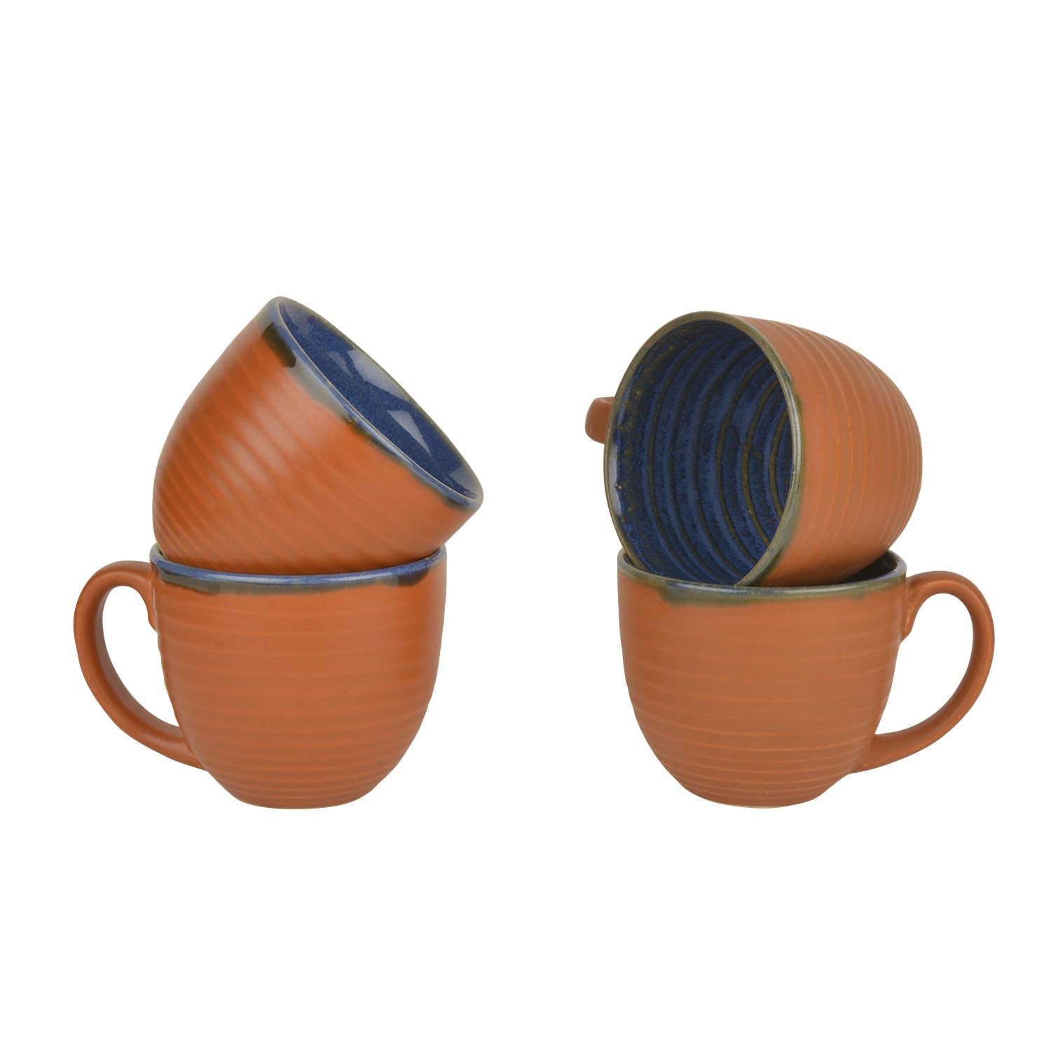 Handcrafted Ceramic Soup Bowls With Handle Set Of 4 - 350ml Each, Terracotta | Soup Cups - Maggi Bowls - Cereal Serving Bowls Handcrafted Ceramic Soup Bowls With Handle Set Of 4 - 350ml Each, Terracotta | Soup Cups - Maggi Bowls - Cereal Serving Bowls