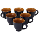 Ceramic Tea & Coffee Serving Mug Set Of 6 - 180ml Each, Royal Blue | Ideal For Green Tea, Hot Chocolate & Milk - Microwave & Dishwasher Safe | Glossy Finish