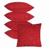 Microfiber Square Pillow Cushion For Sofa & Bed, Maroon - 12 X 12 Inch | Soft, Fluffy For Comfort & Back Support | Breathable, Washable | Premium Velvet Outer Cover With Zip - Set Of 5