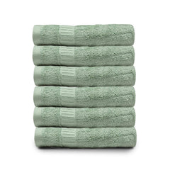 Mush 100% Bamboo Hand Towel 1200 Gsm | Ultra Soft, Absorbent, Quick Dry Towels For Facewash, Gym, Pool, Sports, & Travel - Olive Green (Pack Of 6)