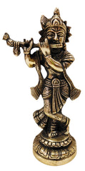 Lord Krishna Murti, Long Krishna Statue, Brass, Bronze, Idol - Size 6 Inch, Religious, God Idol, Radhe Krishna, Thakur Ji Statue, Occasion, Makhan Chor, For Home, Workplace, Office, Gifts
