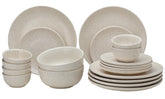 Handcrafted Ceramic Stoneware Dinner Set Of 20 Pieces With Serving Bowls Set - Ivory White | 6 Dinner Plates + 6 Small Plates + 6 Small Dinner Bowl, 180ml Each+ 2 Serving Bowl, 1000ml Each