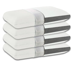 Memory Foam Pillow, Orthopedic Bed Pillow For Neck & Shoulder Pain Relief, White & Grey - 22 X 14 X 3.5 Inches | Free Pillow Cover, Cooling, Perfect For All Sleep Positions - Pack Of 4