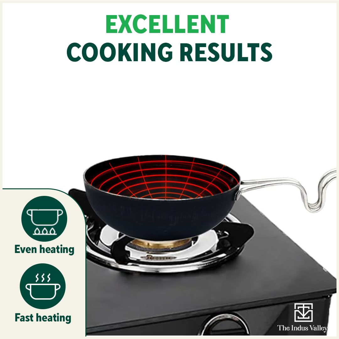 Pre-Seasoned Iron Tadka Pan With Steel Handle - Small 13.2 Cm, 5.2 Inch, 0.3 Kg | Gas Compatible - 100% Pure & Toxin-Free, No Chemical Coating Pre-Seasoned Iron Tadka Pan With Steel Handle - Small 13.2 Cm, 5.2 Inch, 0.3 Kg | Gas Compatible - 100% Pure & Toxin-Free, No Chemical Coating