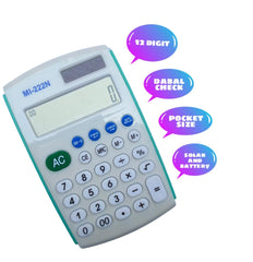 Upgrade Mi-222n Portable Calculator, 12 Digit (White) | 12-digit Display Large, Responsive Buttons | Pocket Size Calculator, Easily And Work