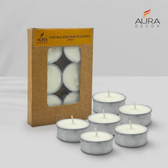 NATURAL TEALIGHT CANDLE | PURE SOY WAX 15GM | PACK OF 6 BURNING TIME 5 HR
