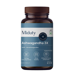 Miduty Palak Notes Ashwagandha 3x, 500 Mg Supplement Ksm 66 Ashwagandha, Triple Strength Formula, For Mood Stability, Focus, Strength & Stress | 60 Veg Capsules 100gm 0.2lbs