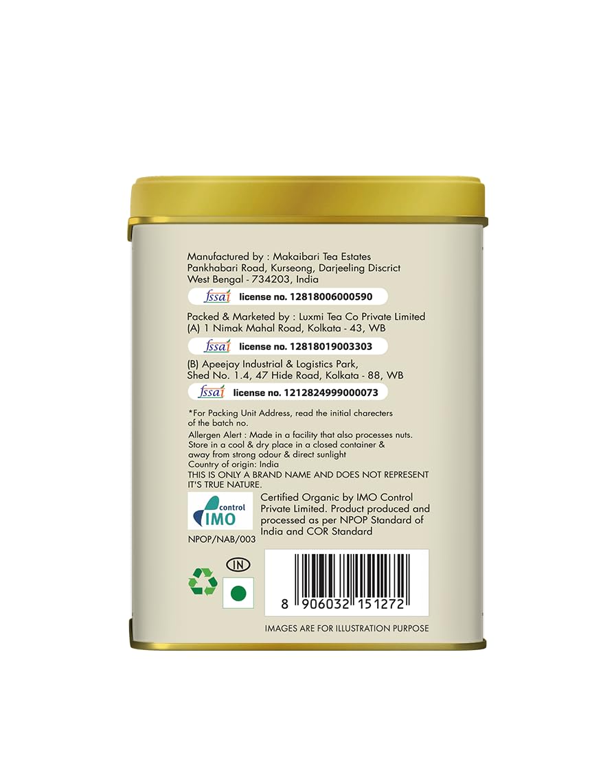 Makaibari Tea Treasures Bai Mu Dan Darjeeling Peony White Tea - 25gm Tin Caddy, 0.8 Ounce | USDA Certified Premium Darjeeling Loose Leaf Tea - Medium Caffeine Loose Leaves Makaibari Tea Treasures Bai Mu Dan Darjeeling Peony White Tea - 25gm Tin Caddy, 0.8 Ounce | USDA Certified Premium Darjeeling Loose Leaf Tea - Medium Caffeine Loose Leaves