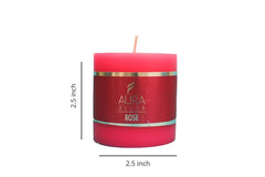 ROSE FRAGRANCE PILLAR CANDLE 2.5INCH SET OF 2 | PERFECT FOR ROMANTIC DATE CANDLE