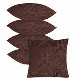 Microfiber Square Pillow Cushion For Sofa & Bed, Coffee - 12 X 12 Inch | Soft, Fluffy For Comfort & Back Support | Breathable, Washable | Premium Velvet Outer Cover With Zip - Set Of 5