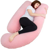 Pregnancy Pillows For Sleeping, Extra Large U Shaped Body Pillow, Pink Color - 60 Inch | Maternity Pillow For Pregnant Women With Velour Cover | Comfortable Soft Pillows, Multipurpose Use