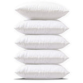 Premium Soft & Fluffy Sofa Pillow Cushions, Bed Takiya & Cot Pillows, White - 16 Inch | Microfiber Filled Throw Pillows For Diwan & Living Room | Lightweight Square, Washable - Pack Of 5