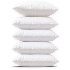 Premium Soft & Fluffy Sofa Pillow Cushions, Bed Takiya & Cot Pillows, White - 16 Inch | Microfiber Filled Throw Pillows For Diwan & Living Room | Lightweight Square, Washable - Pack Of 5