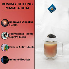 Tea Sense Bombay Cutting Masala Chai - 15 Pyramid Tea Bags | Assam CTC, Cardamom, Fennel, Dried Ginger, Black Pepper - Rich Flavor & Strong Chai Patti, High Caffeine | Authentic Kadak Blend