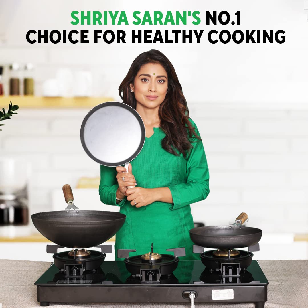Pre-Seasoned Iron Cookware Set - Kadai 24.6 Cm, 2.7 Liters + Tawa 26 Cm | Kitchen Cooking Combo Pots & Pans Set Of 2 Pcs - Naturally Nonstick Pre-Seasoned Iron Cookware Set - Kadai 24.6 Cm, 2.7 Liters + Tawa 26 Cm | Kitchen Cooking Combo Pots & Pans Set Of 2 Pcs - Naturally Nonstick