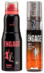 Engage M1 Perfume Spray For Men 120ml 4 Fl.oz. & Man Deodorant Rush 150ml 5 Fl.oz.