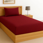 Cotton Single Bedsheet With One Pillow Cover - 90 X 60 Inches, Maroon | Soft & Breathable Premium Printed Design Bedsheet