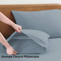 100% Organic Cotton Bedsheet For Double Bed With 2 Pillow Covers | 90 X 100 Inches, French Blue | Soft & Comfortable Fabric, Machine Washable