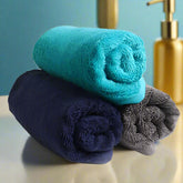 Heelium Bamboo Hand Towel 600 Gsm | Ultra Absorbent & Anti-Bacterial 3x Softer Than Cotton Towels | Pack Of 3 - (Blue + Grey & Teal)