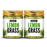 Yogafy Lemongrass Herbal Tea Leaves - Pack Of 2 X 100gm Reusable Pet Jar, 3.5 Ounce Each, 50 Cups | Boost Metabolism Used For Detox - Caffeine Free, Non GMO