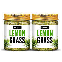 Yogafy Lemongrass Herbal Tea Leaves - Pack Of 2 X 100gm Reusable Pet Jar, 3.5 Ounce Each, 50 Cups | Boost Metabolism Used For Detox - Caffeine Free, Non GMO